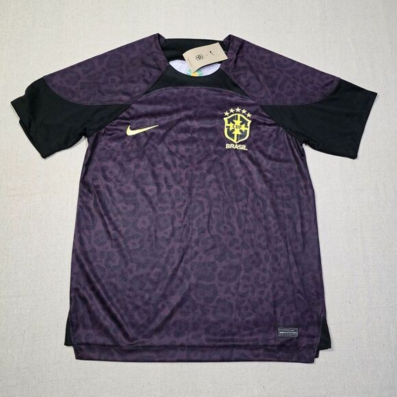 Nike ×CBF Brazil Futbol Soccer Jersey Mens Size Medium Goalkeeper Purple Leopard - Picture 1 of 9